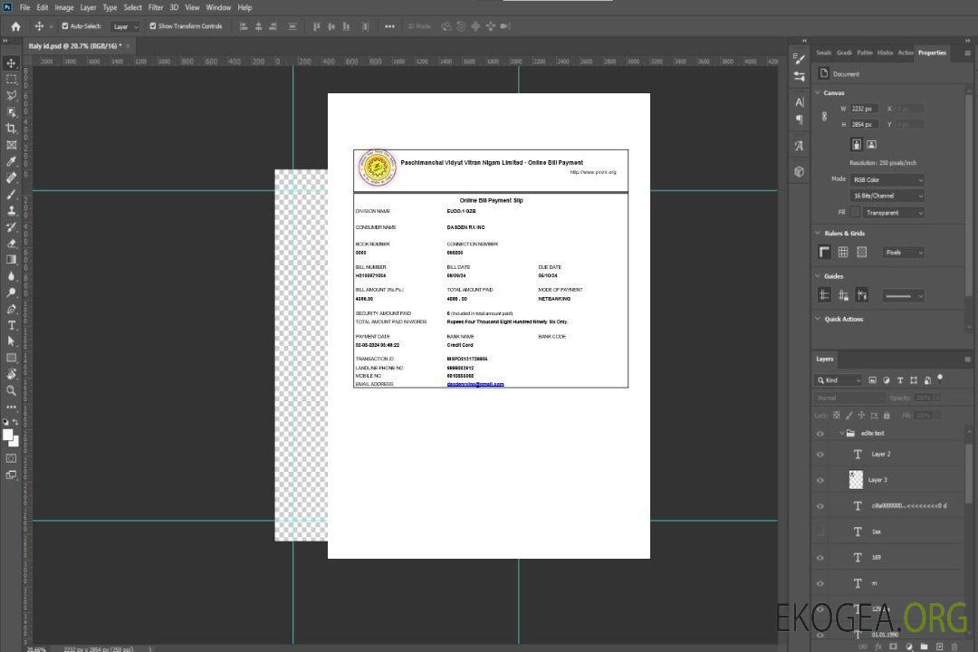 Modèle Word et PDF de facture de services publics pour les entreprises INDE PVVNL template